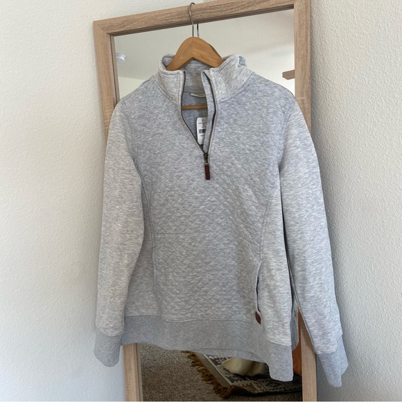NWT LLBean quarter zip quilted pullover - Picture 1 of 3